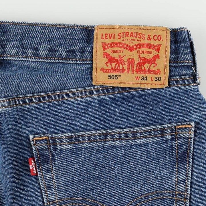 Levi's 505 tapered denim pants for men, size W34 cotton blue type Vintage Second Hand