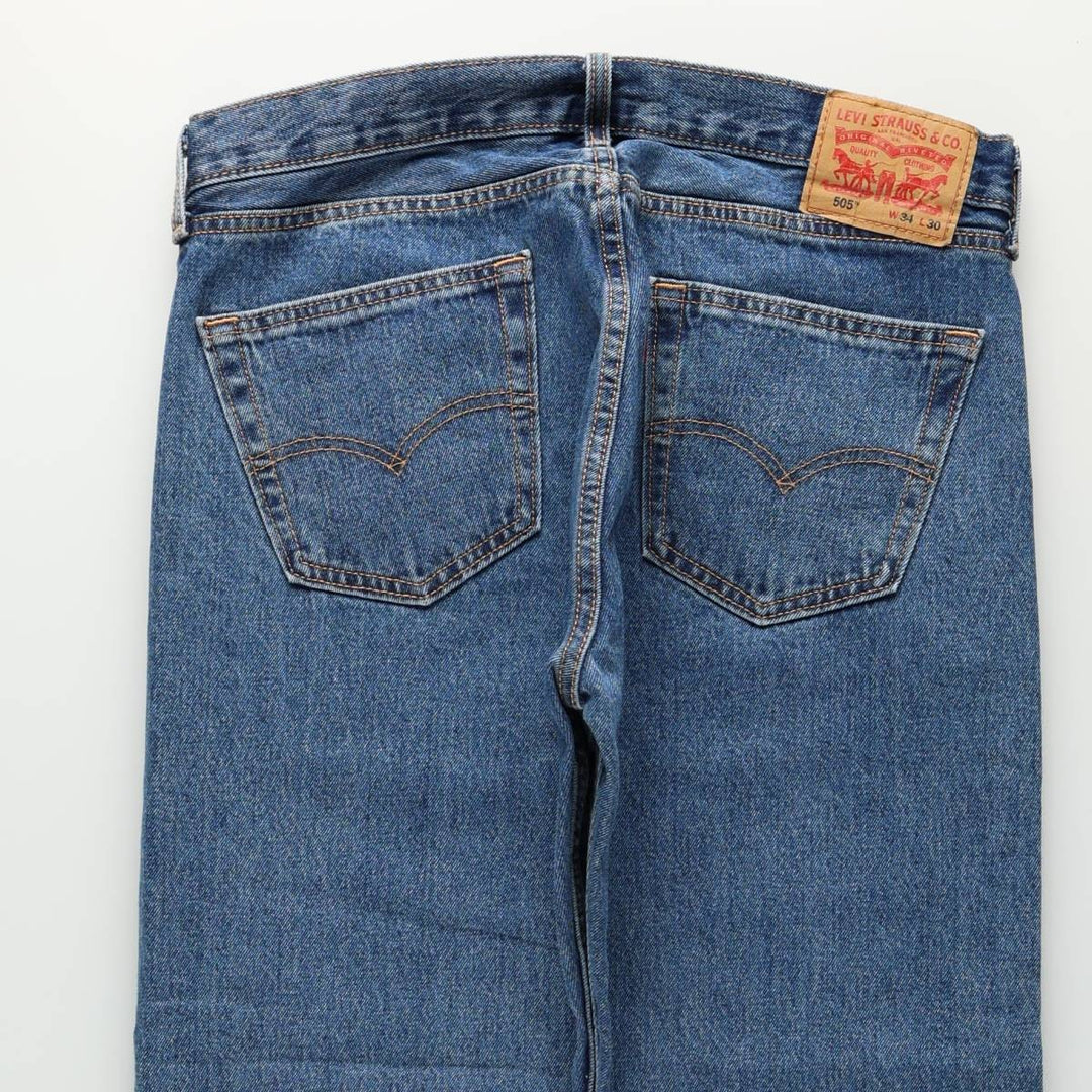 Levi's 505 tapered denim pants for men, size W34 cotton blue type Vintage Second Hand