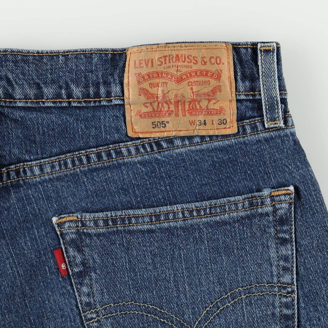 Levi's 505 tapered denim pants for men, size W34 cotton blue type Vintage Second Hand