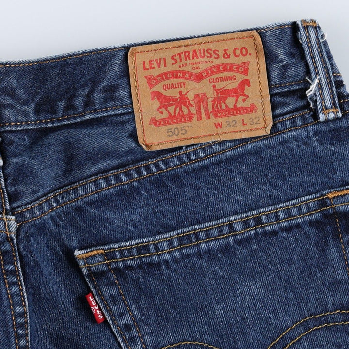 Levi's 505 tapered denim pants for men, size W34 cotton blue type Vintage Second Hand