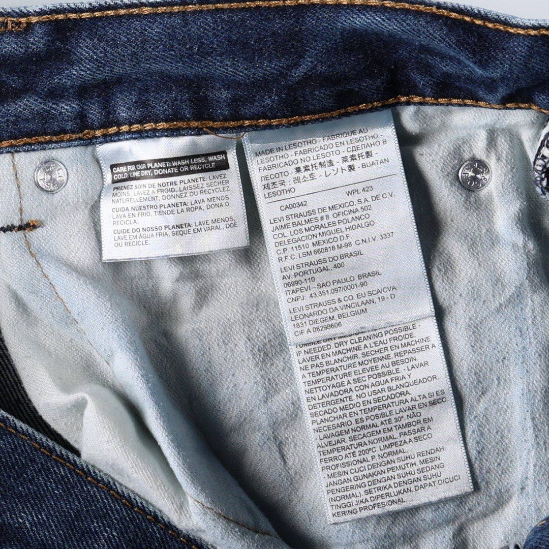 Levi's 505 tapered denim pants for men, size W34 cotton blue type Vintage Second Hand
