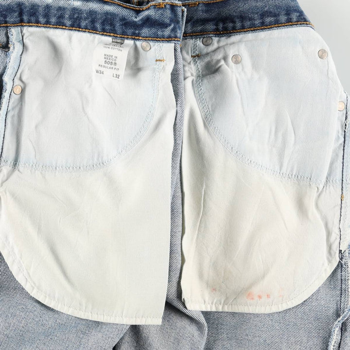00'S Levi's 505 REGULAR FIT tapered denim pants for men, size w34 cotton blue type Vintage Second Hand