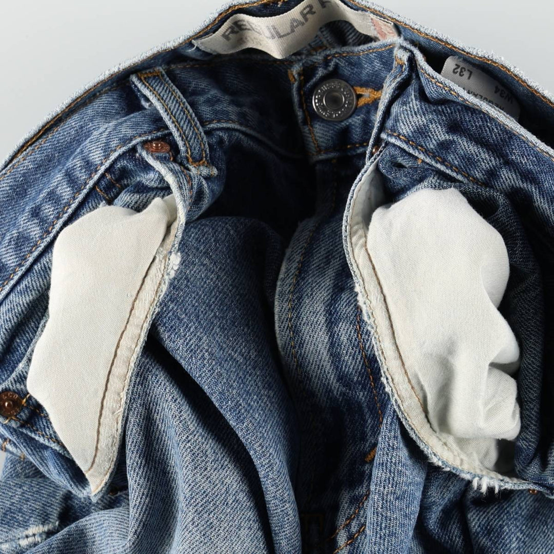 00'S Levi's 505 REGULAR FIT tapered denim pants for men, size w34 cotton blue type Vintage Second Hand