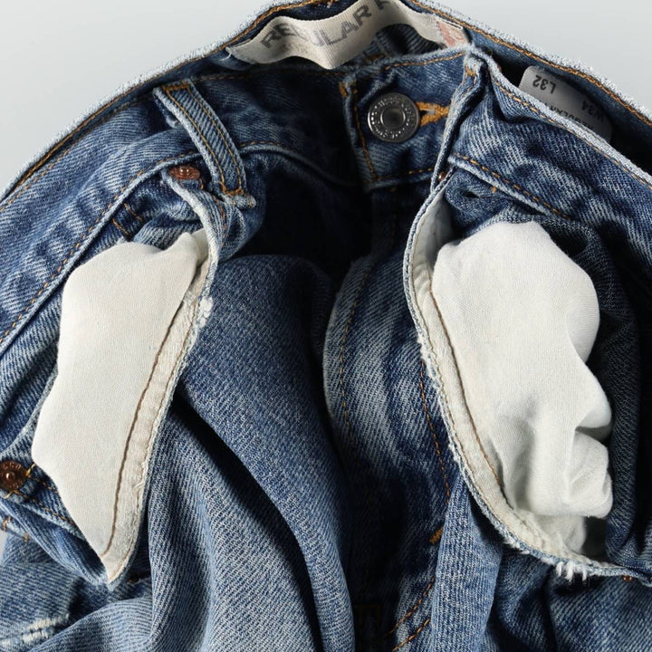 00'S Levi's 505 REGULAR FIT tapered denim pants for men, size w34 cotton blue type Vintage Second Hand