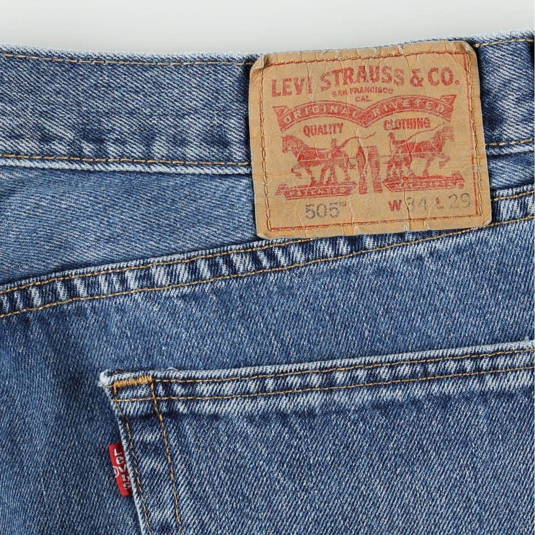 Levi's 505 tapered denim pants for men, size w36 cotton blue type Vintage Second Hand