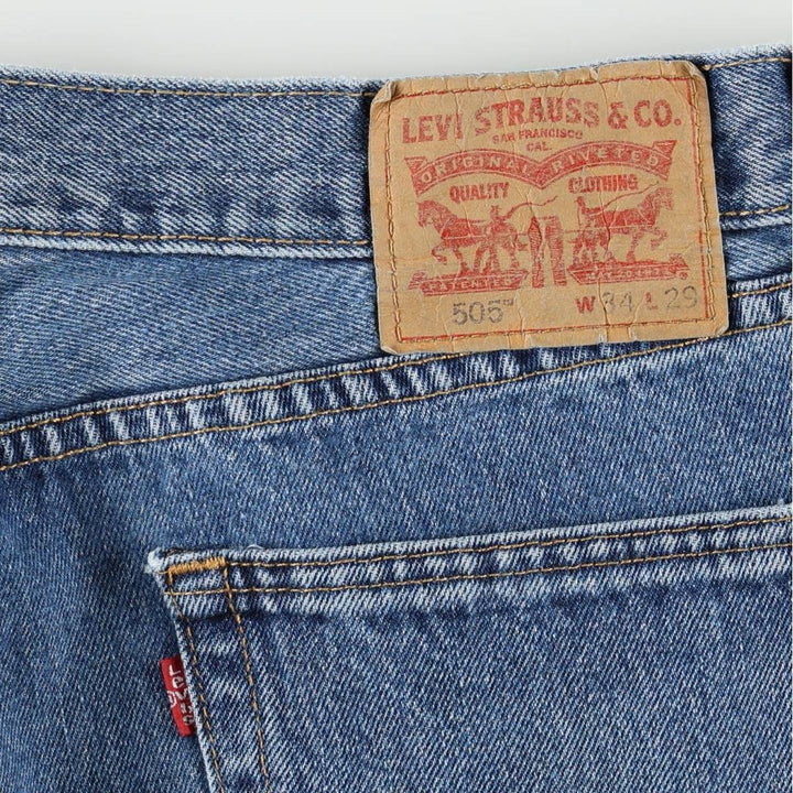 Levi's 505 tapered denim pants for men, size w36 cotton blue type Vintage Second Hand