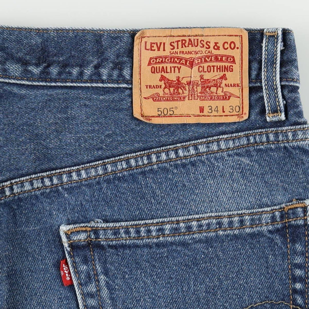 00'S Levi's 505 REGULAR FIT tapered denim pants for men, size w35 cotton blue type Vintage Second Hand