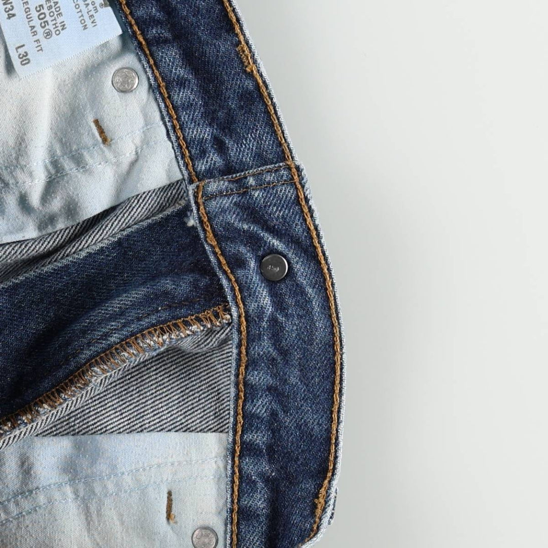 00'S Levi's 505 REGULAR FIT tapered denim pants for men, size w35 cotton blue type Vintage Second Hand