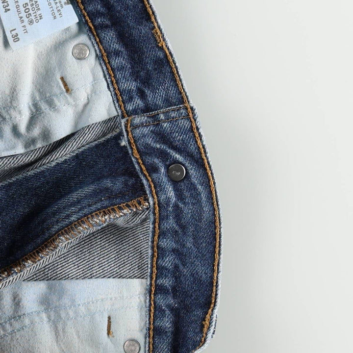 00'S Levi's 505 REGULAR FIT tapered denim pants for men, size w35 cotton blue type Vintage Second Hand