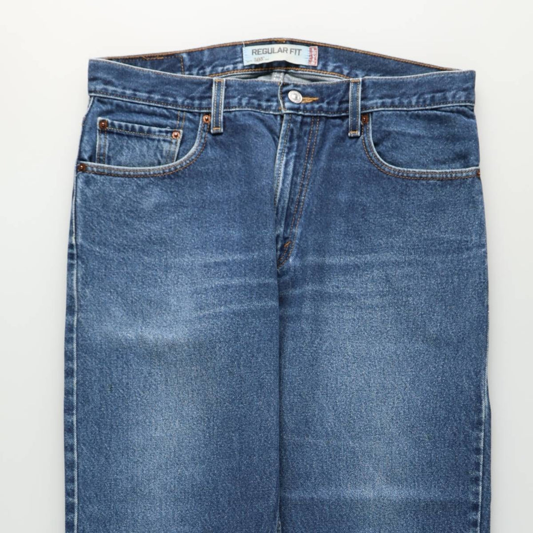 00'S Levi's 505 REGULAR FIT tapered denim pants for men, size w35 cotton blue type Vintage Second Hand