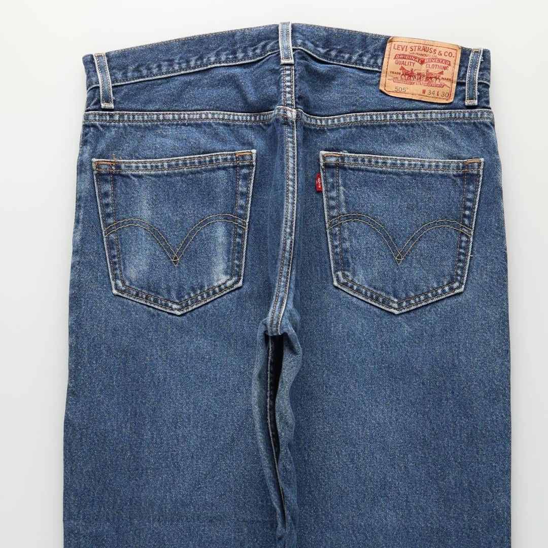 00'S Levi's 505 REGULAR FIT tapered denim pants for men, size w35 cotton blue type Vintage Second Hand