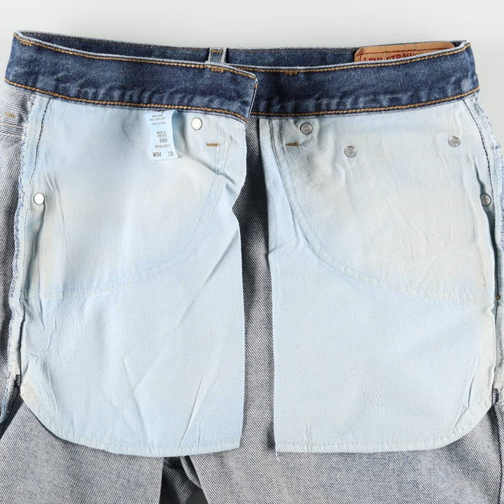 00'S Levi's 505 REGULAR FIT tapered denim pants for men, size w35 cotton blue type Vintage Second Hand