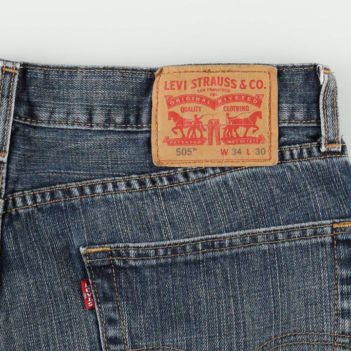 Levi's 505 tapered denim pants for men, size W34 cotton blue type Vintage Second Hand