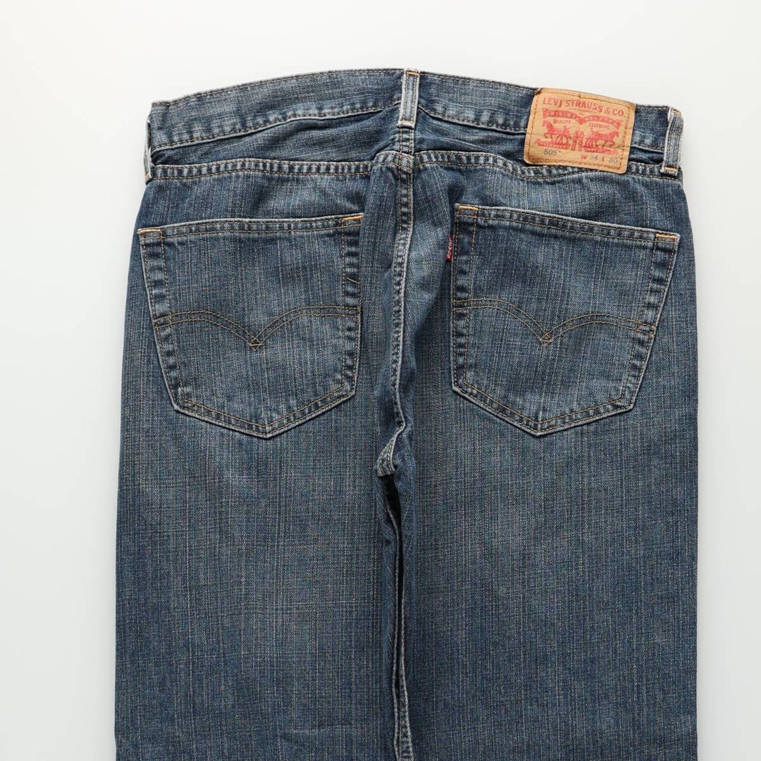 Levi's 505 tapered denim pants for men, size W34 cotton blue type Vintage Second Hand