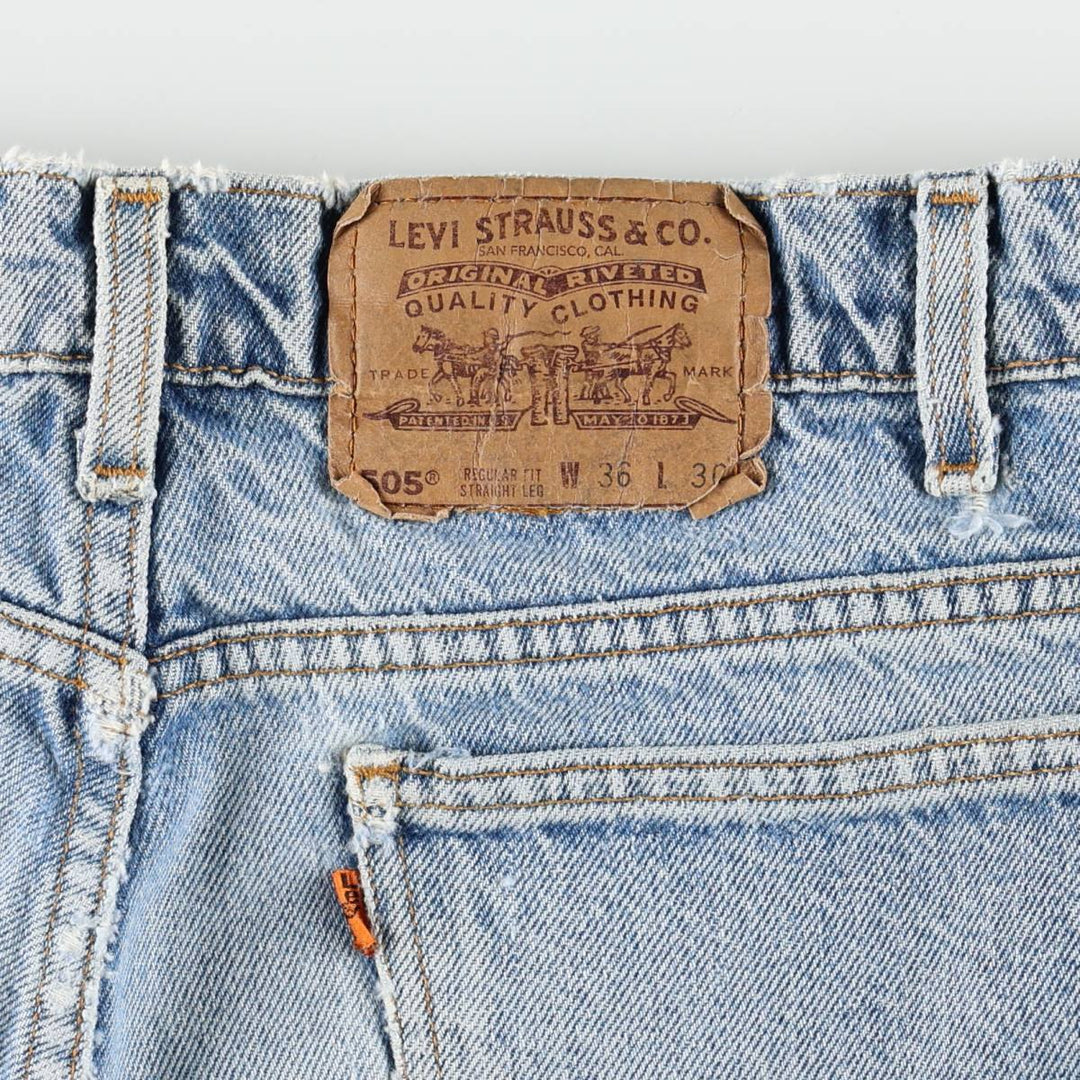 90'S Levi's 505 REGULAR FIT STRAIGHT LEG Orange Tab Tapered Denim Pants Men's W34 Vintage cotton blue type Vintage Second Hand