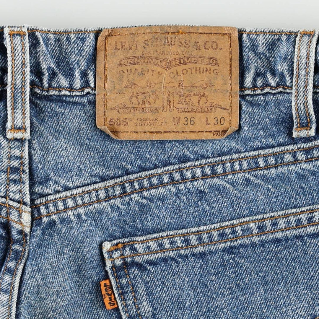 90'S Levi's 505 Regular Fit Straight Leg Orange Tab Tapered Denim Pants, Men's W35 (approx.), Vintage cotton blue type Vintage Second Hand