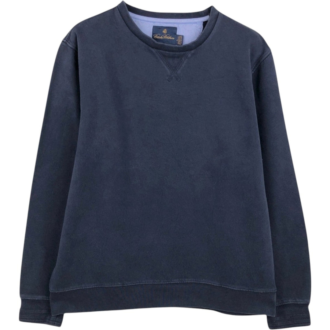 Brooks Brothers plain blank sweatshirt, men's size L (approx.) cotton navy blue type Vintage Second Hand