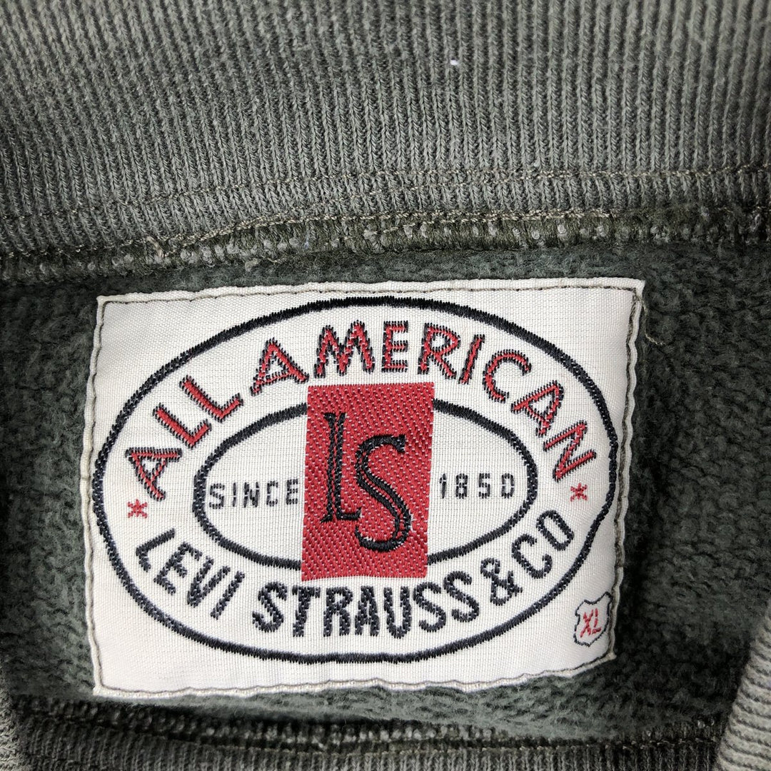 Levi's ALL AMERICAN LEVI STRAUSS & CO. High-Neck Logo Sweatshirt (Men's XL equivalent) cotton dark green Vintage Second Hand