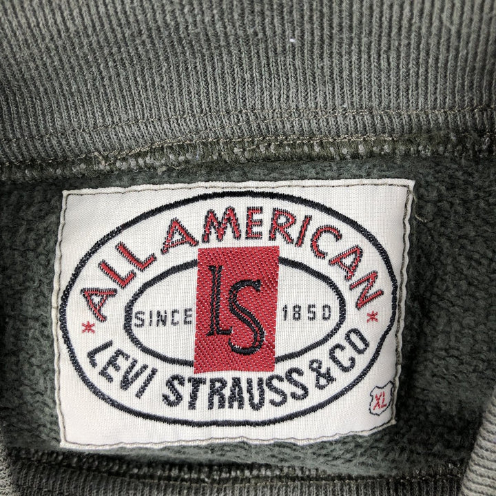 Levi's ALL AMERICAN LEVI STRAUSS & CO. High-Neck Logo Sweatshirt (Men's XL equivalent) cotton dark green Vintage Second Hand