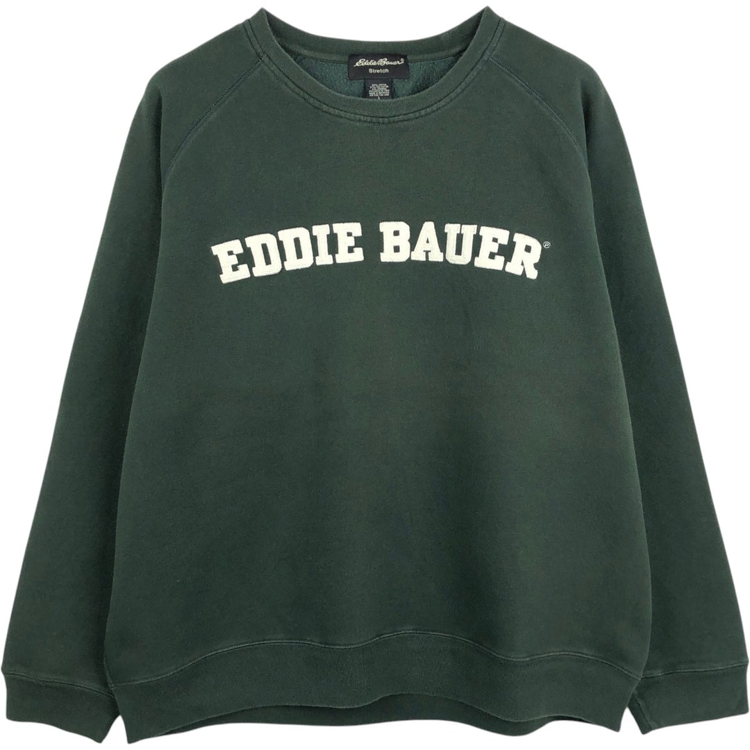 Eddie Bauer Stretch Logo Sweatshirt (Men's Size L) cotton dark green Vintage Second Hand