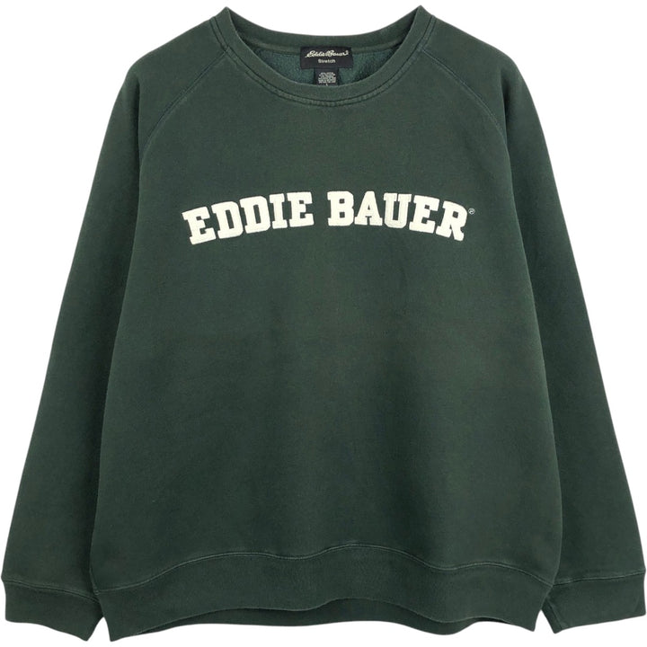 Eddie Bauer Stretch Logo Sweatshirt (Men's Size L) cotton dark green Vintage Second Hand