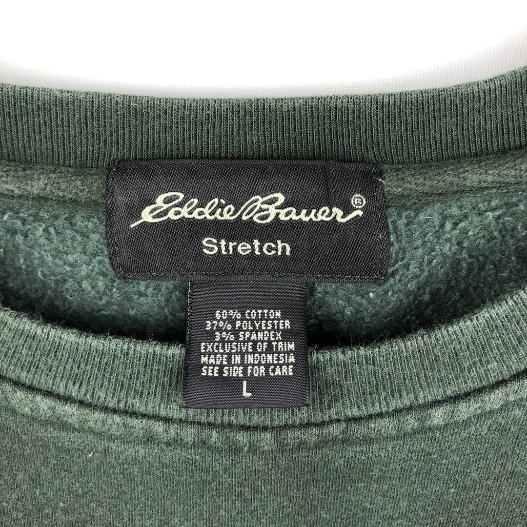 Eddie Bauer Stretch Logo Sweatshirt (Men's Size L) cotton dark green Vintage Second Hand