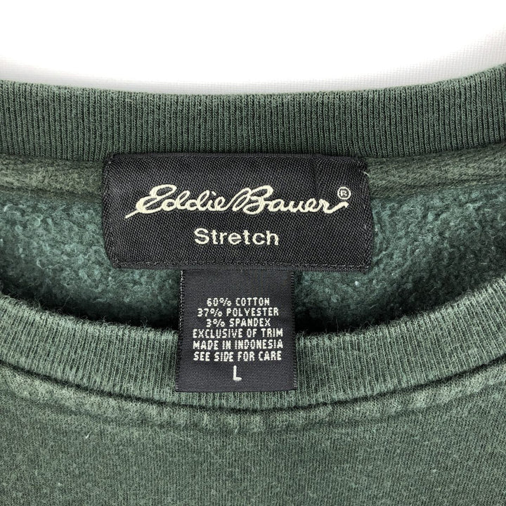 Eddie Bauer Stretch Logo Sweatshirt (Men's Size L) cotton dark green Vintage Second Hand