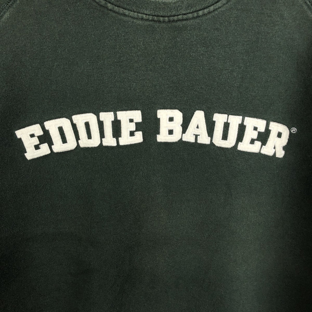 Eddie Bauer Stretch Logo Sweatshirt (Men's Size L) cotton dark green Vintage Second Hand