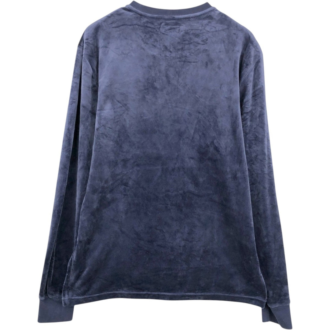 Ralph Lauren velour sweatshirt with a single logo, men's size M (approx.) polyester navy blue type Vintage Second Hand