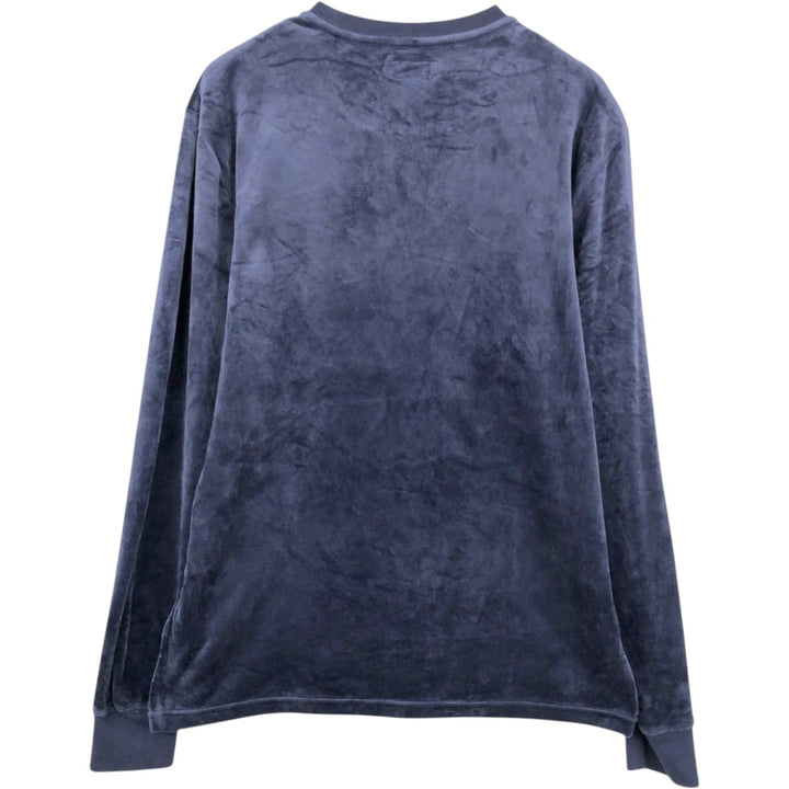 Ralph Lauren velour sweatshirt with a single logo, men's size M (approx.) polyester navy blue type Vintage Second Hand