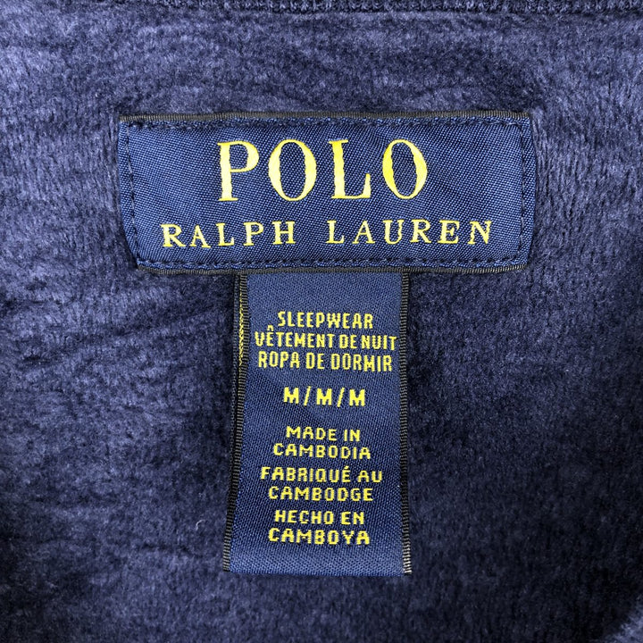 Ralph Lauren velour sweatshirt with a single logo, men's size M (approx.) polyester navy blue type Vintage Second Hand