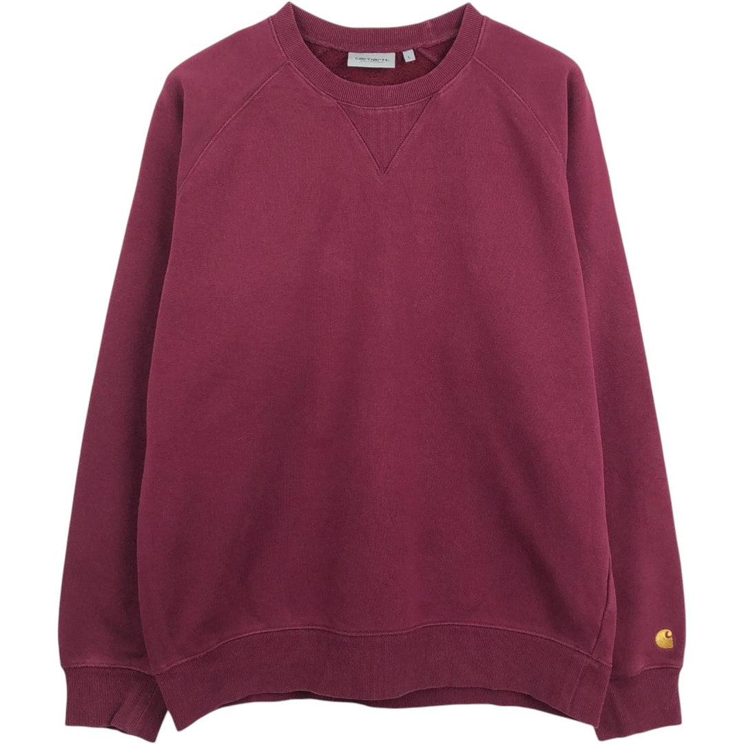 Carhartt WORK IN PROGRESS Plain Blank Sweatshirt (Men's Size L) cotton wine-red Vintage Second Hand
