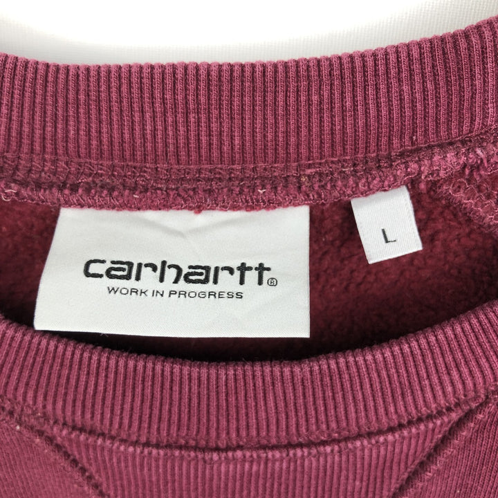 Carhartt WORK IN PROGRESS Plain Blank Sweatshirt (Men's Size L) cotton wine-red Vintage Second Hand