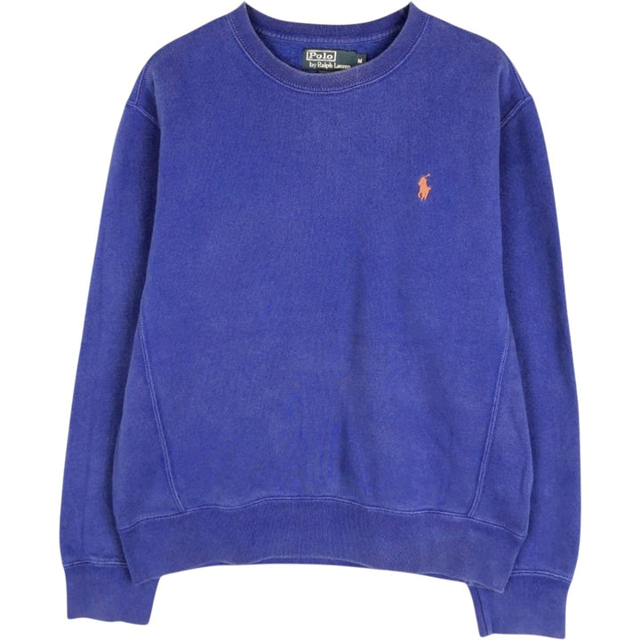 Ralph Lauren POLO by Ralph Lauren One Point Logo Sweatshirt Trainer Men's M size cotton blue type Vintage Second Hand