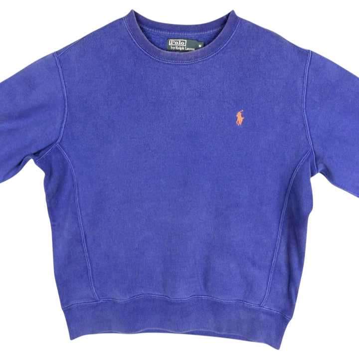 Ralph Lauren POLO by Ralph Lauren One Point Logo Sweatshirt Trainer Men's M size cotton blue type Vintage Second Hand