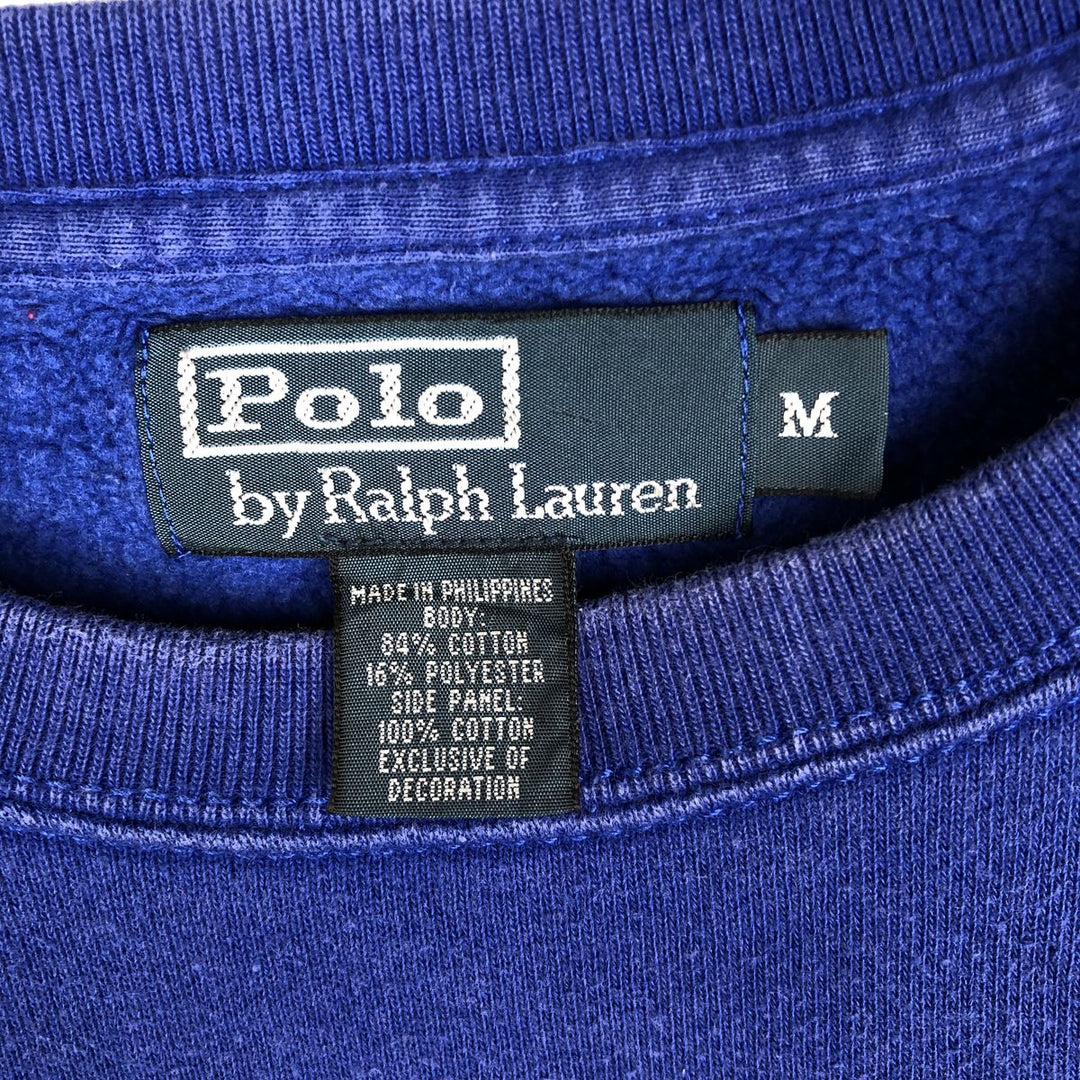 Ralph Lauren POLO by Ralph Lauren One Point Logo Sweatshirt Trainer Men's M size cotton blue type Vintage Second Hand