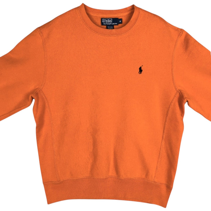 Ralph Lauren POLO by Ralph Lauren One Point Logo Sweatshirt Trainer Men's M size cotton orange type Vintage Second Hand