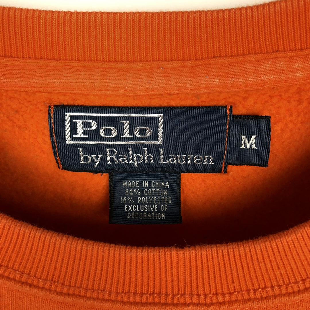 Ralph Lauren POLO by Ralph Lauren One Point Logo Sweatshirt Trainer Men's M size cotton orange type Vintage Second Hand