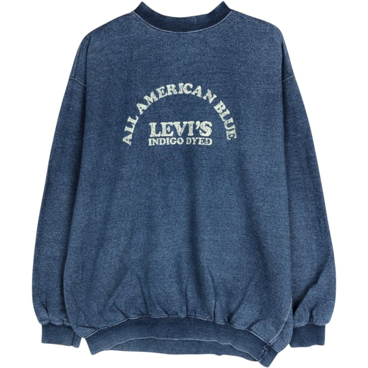 Levi's logo print high-neck sweatshirt, men's size M (approx.) cotton blue type Vintage Second Hand