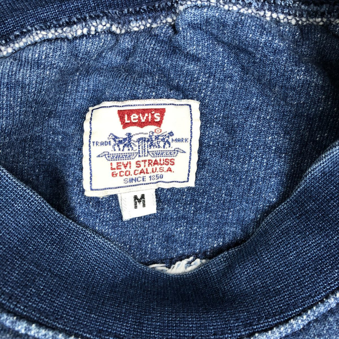 Levi's logo print high-neck sweatshirt, men's size M (approx.) cotton blue type Vintage Second Hand