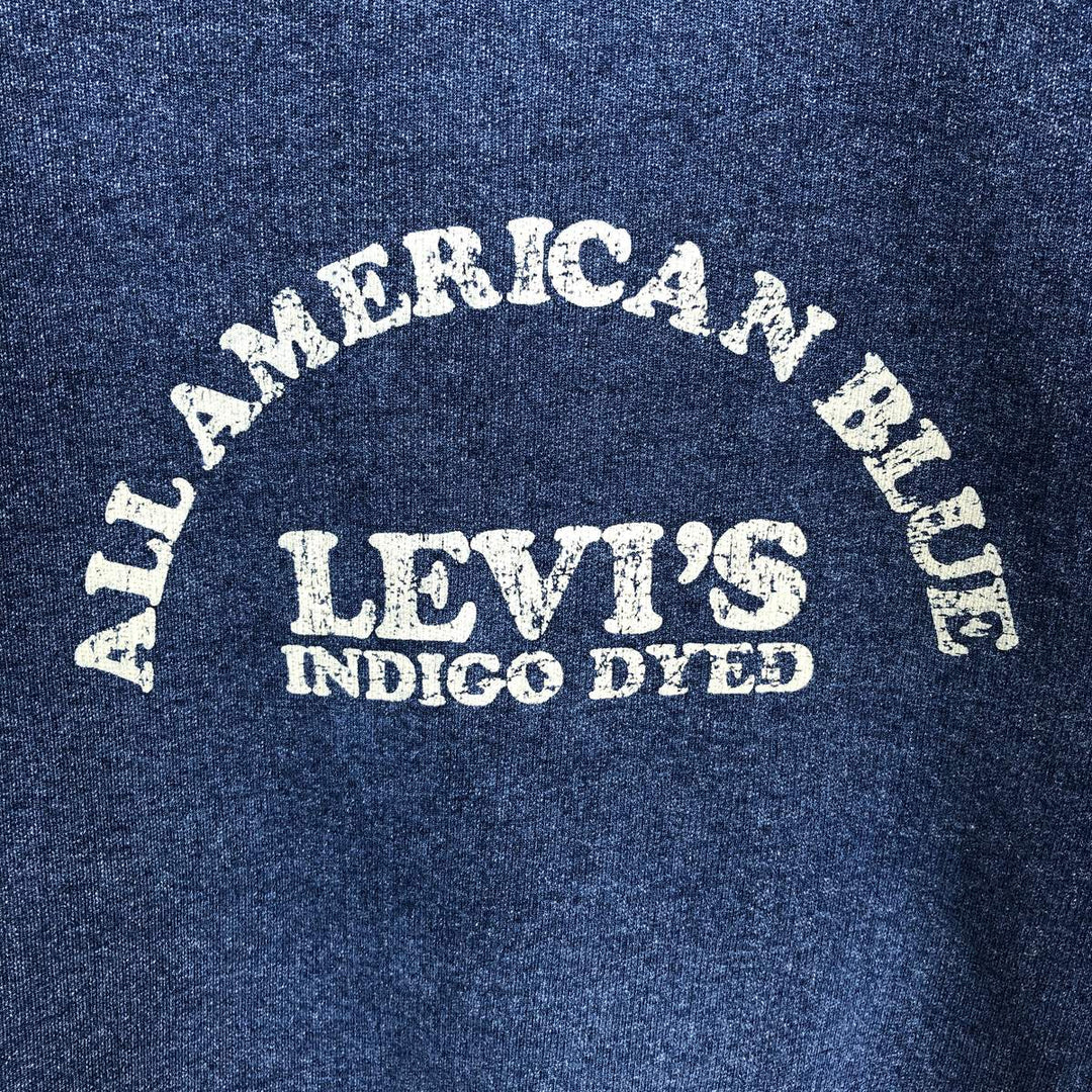 Levi's logo print high-neck sweatshirt, men's size M (approx.) cotton blue type Vintage Second Hand