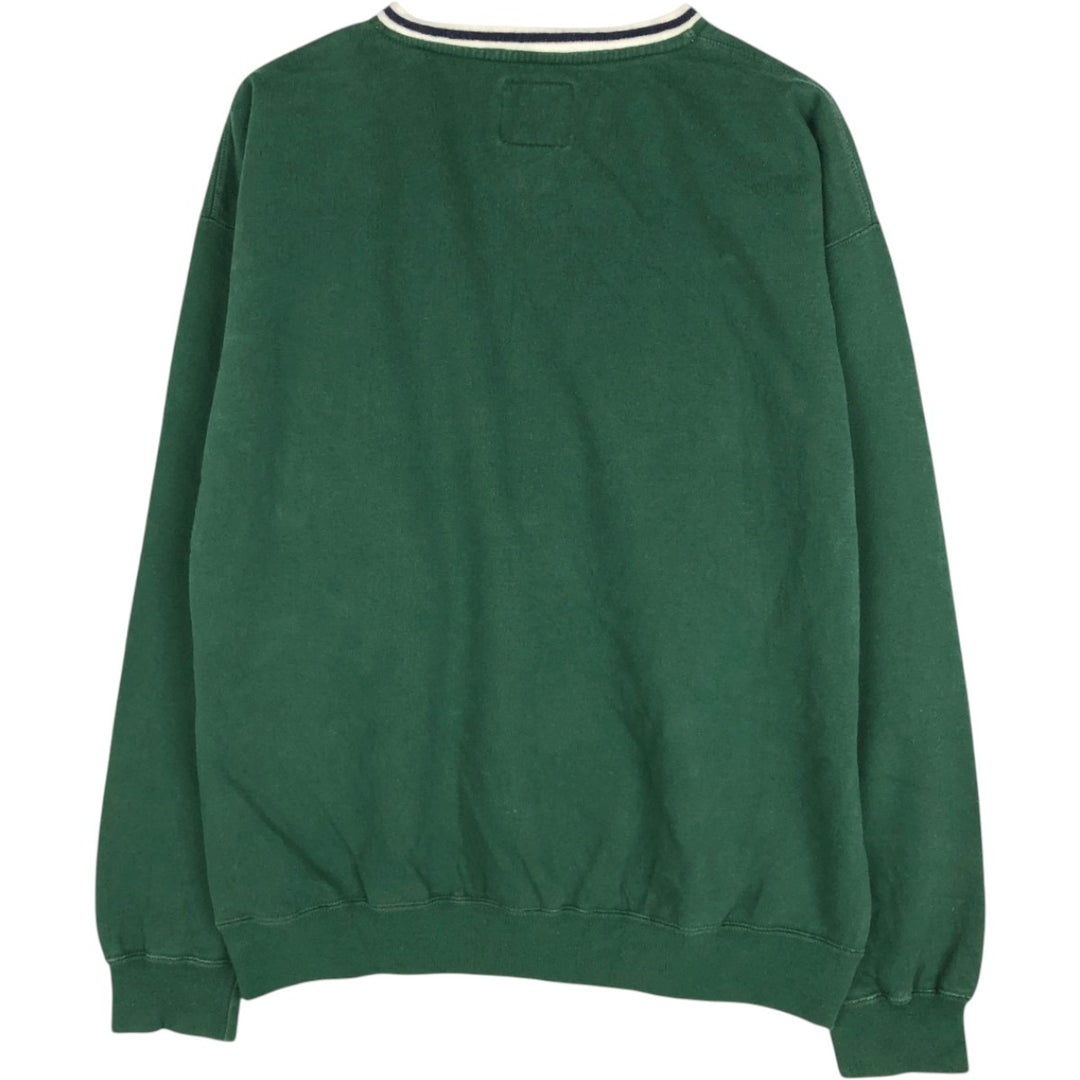 1980'S Ralph Lauren Chaps V-neck Sweatshirt with One-Point Logo, Men's Size L (Equivalent), Vintage cotton green type Vintage Second Hand