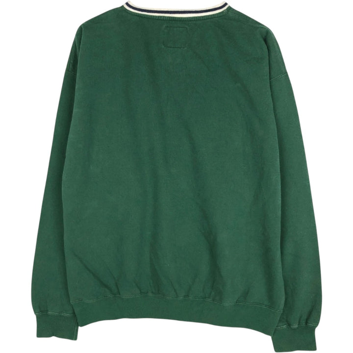 1980'S Ralph Lauren Chaps V-neck Sweatshirt with One-Point Logo, Men's Size L (Equivalent), Vintage cotton green type Vintage Second Hand