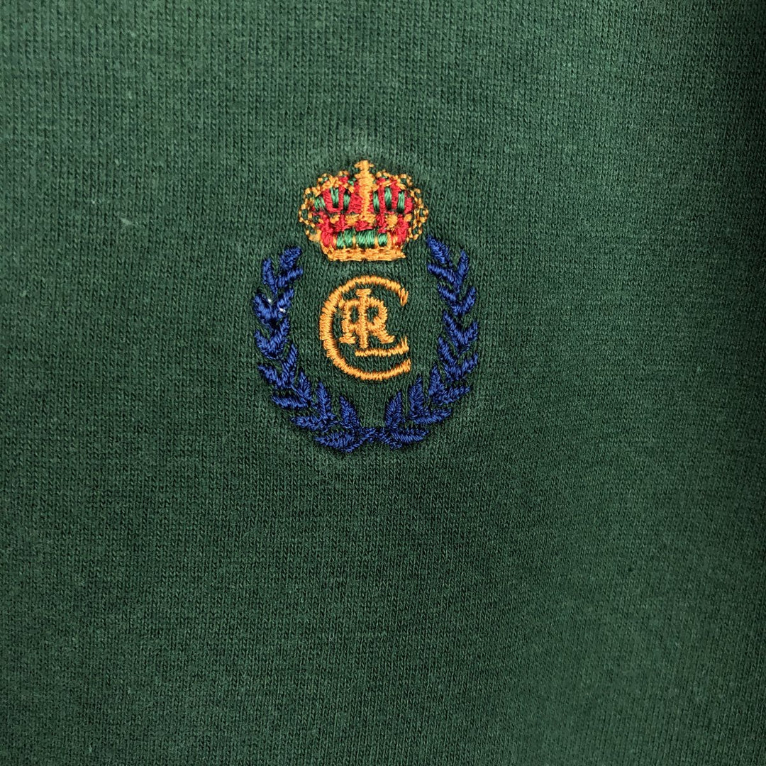 1980'S Ralph Lauren Chaps V-neck Sweatshirt with One-Point Logo, Men's Size L (Equivalent), Vintage cotton green type Vintage Second Hand