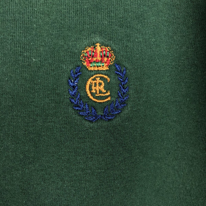 1980'S Ralph Lauren Chaps V-neck Sweatshirt with One-Point Logo, Men's Size L (Equivalent), Vintage cotton green type Vintage Second Hand