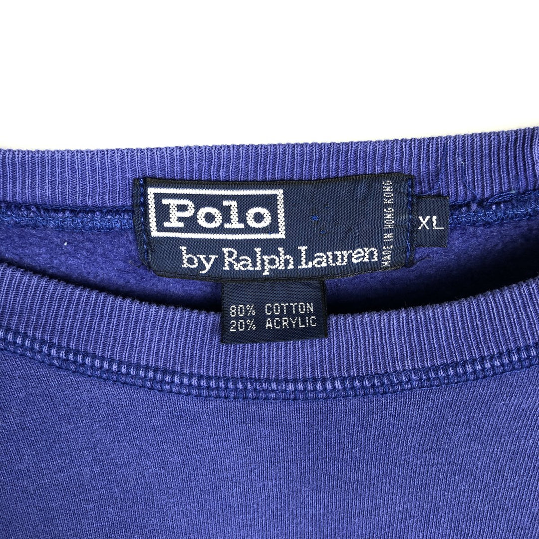 Ralph Lauren POLO by Ralph Lauren One Point Logo Sweatshirt Trainer Men's XL cotton blue type Vintage Second Hand