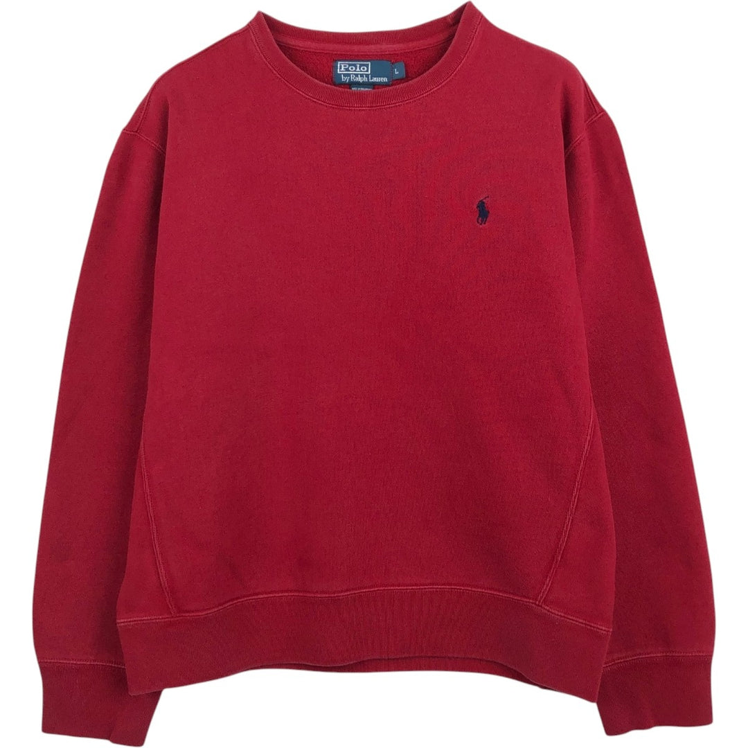Ralph Lauren POLO by Ralph Lauren One Point Logo Sweatshirt Trainer Men's L size cotton red type Vintage Second Hand