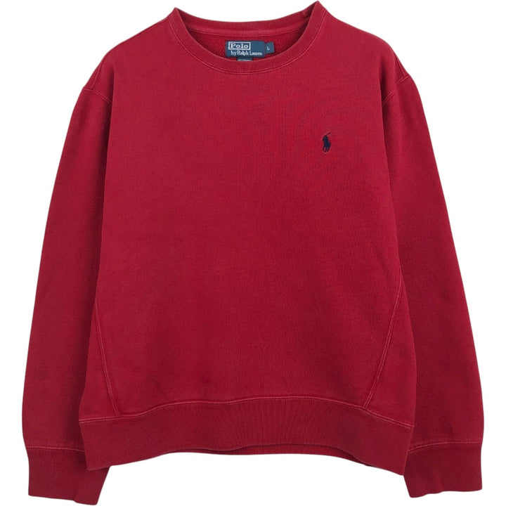 Ralph Lauren POLO by Ralph Lauren One Point Logo Sweatshirt Trainer Men's L size cotton red type Vintage Second Hand