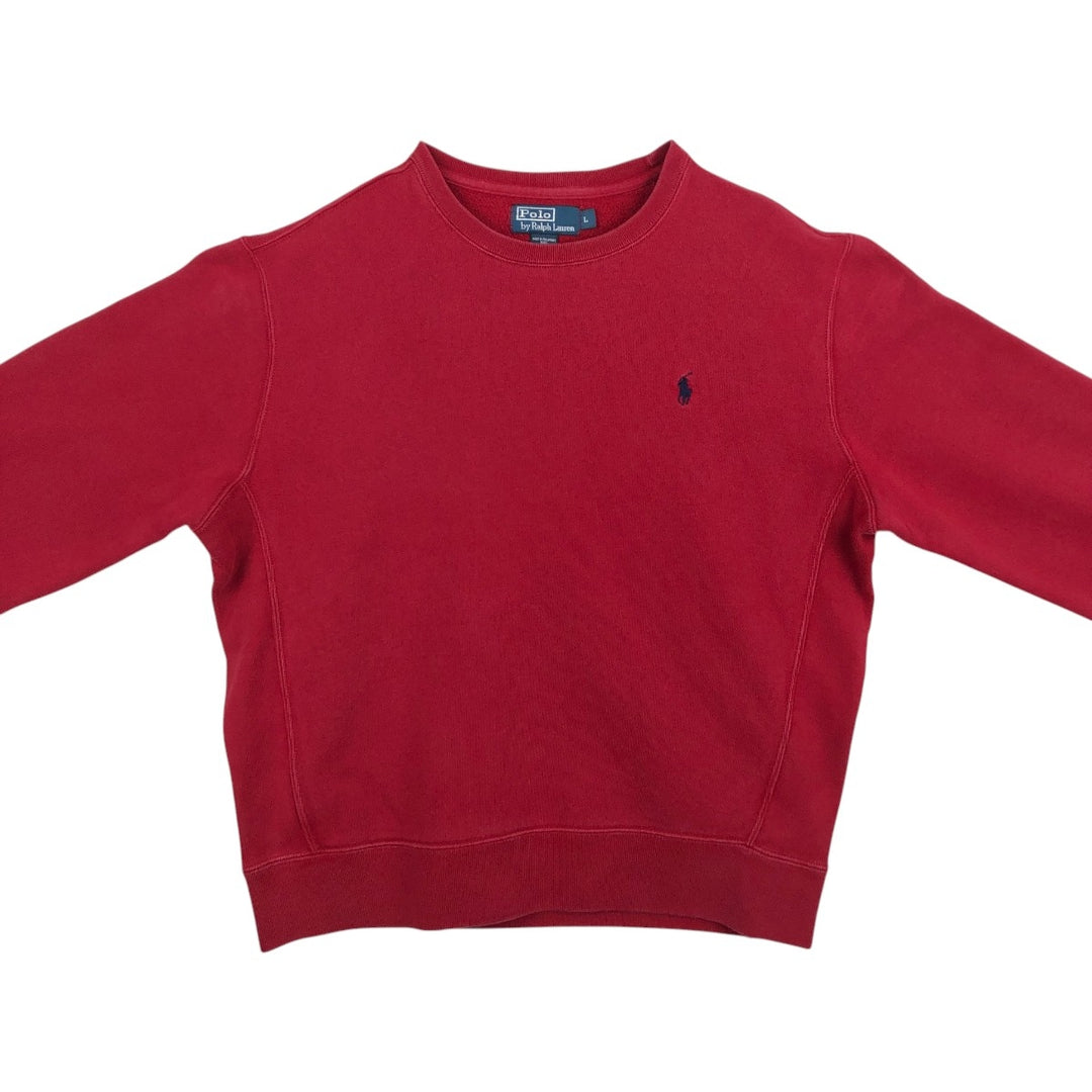 Ralph Lauren POLO by Ralph Lauren One Point Logo Sweatshirt Trainer Men's L size cotton red type Vintage Second Hand