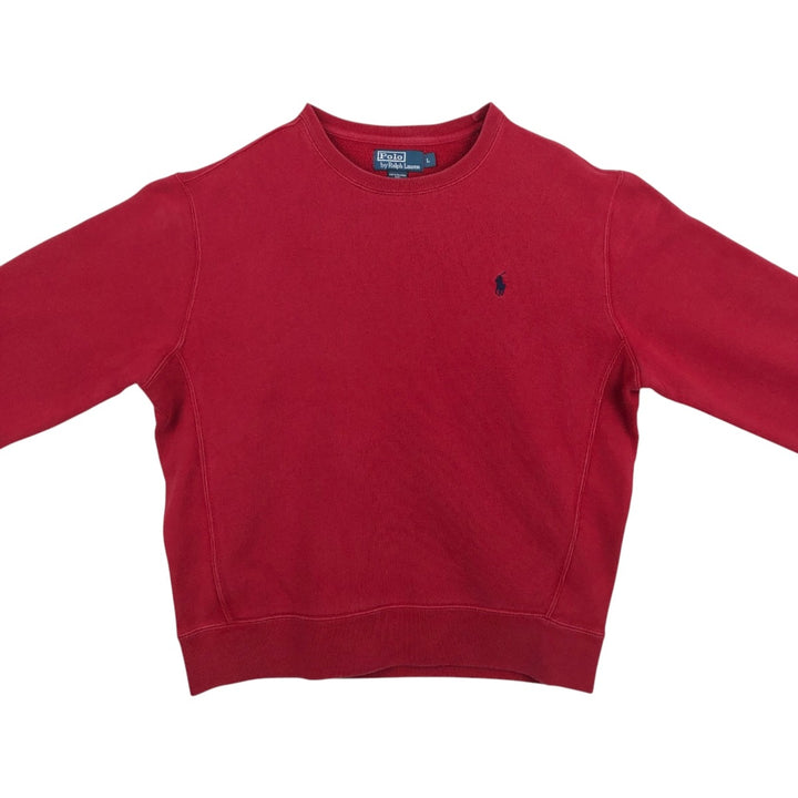 Ralph Lauren POLO by Ralph Lauren One Point Logo Sweatshirt Trainer Men's L size cotton red type Vintage Second Hand